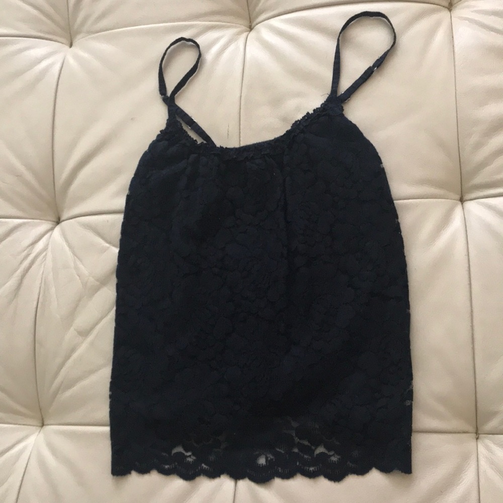 Abercrombie Navy Lace Elastic Lined Tank Blouse